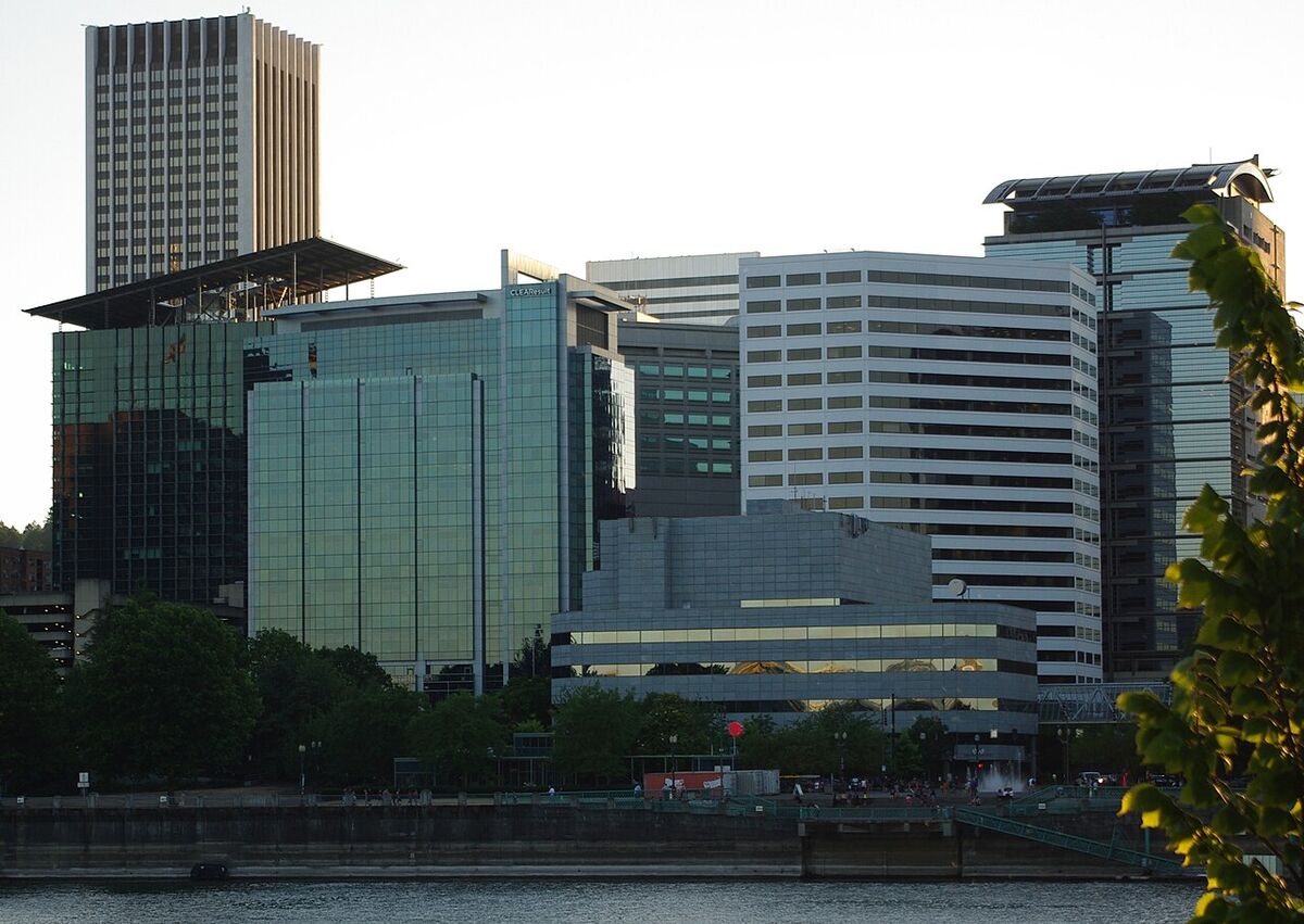 Downtown Portland, Oregon office towers seen across the Willamette River